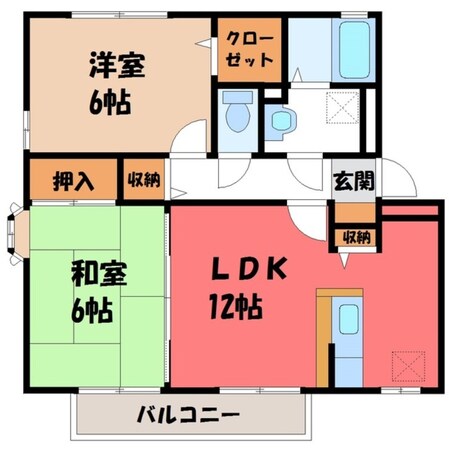 宇都宮駅 バス35分  弁天橋下車：停歩7分 1階の物件間取画像